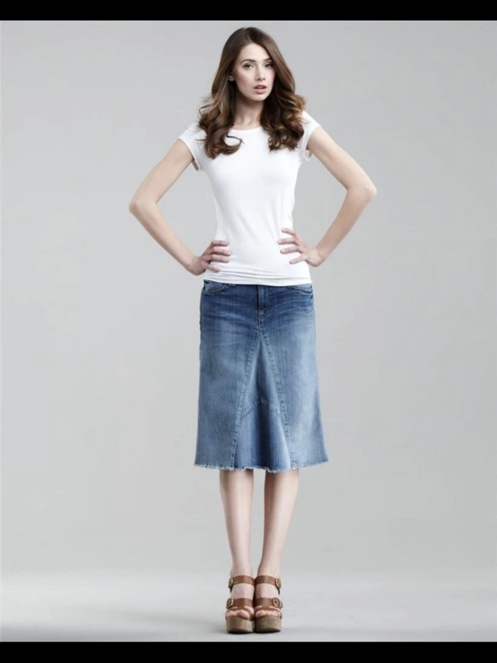 Seven for All Mankind Denim Y2K Bohemian Retro Hippie Medium Wash Midi Skirt 29